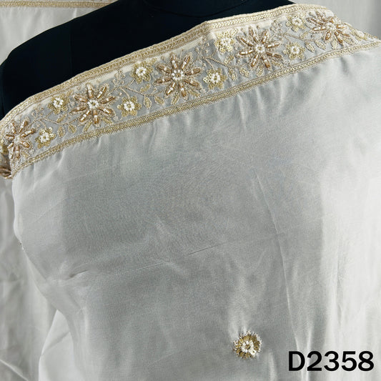 Dyeable Cut Dana Zari Sequins Work Organza Dupatta - D2358