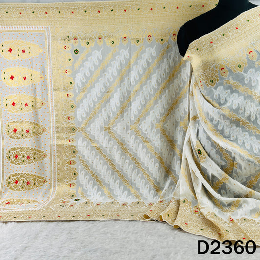 Dyeable Zari Weave Self Work Georgette Dupatta - D2360