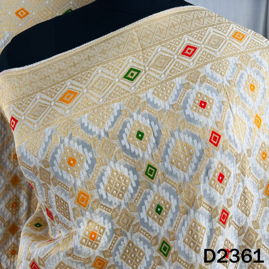 Dyeable Zari Weave Self Work Georgette Dupatta - D2361