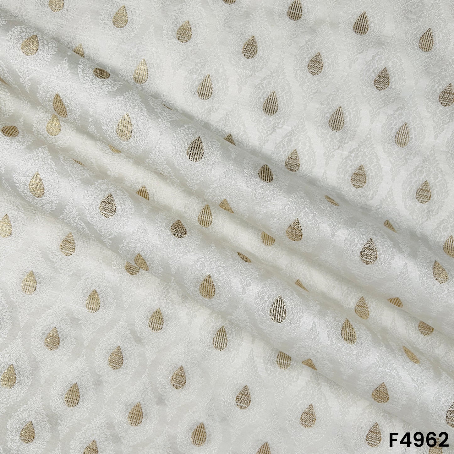 Self Jaquard Zari Work Pure Silk Fabric-F4962