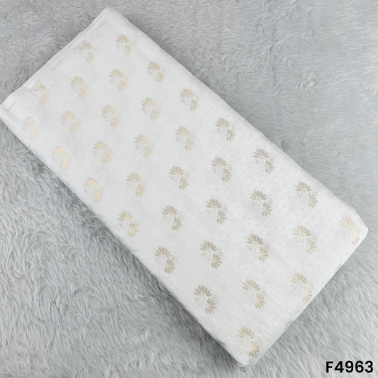 Self Jaquard Zari Work Pure Silk Fabric-F4963