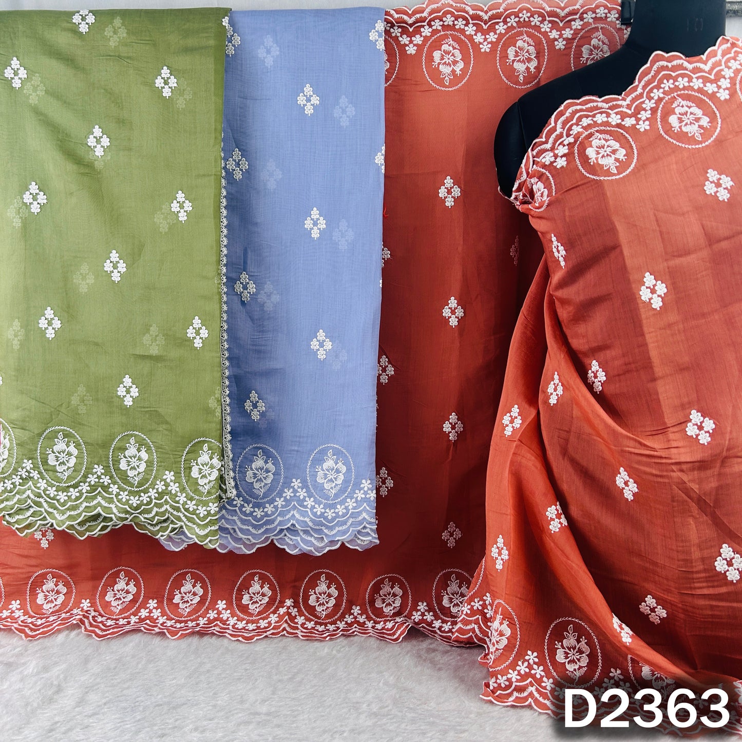 Thread Sequins Work Muslin Silk Dupatta - D2363
