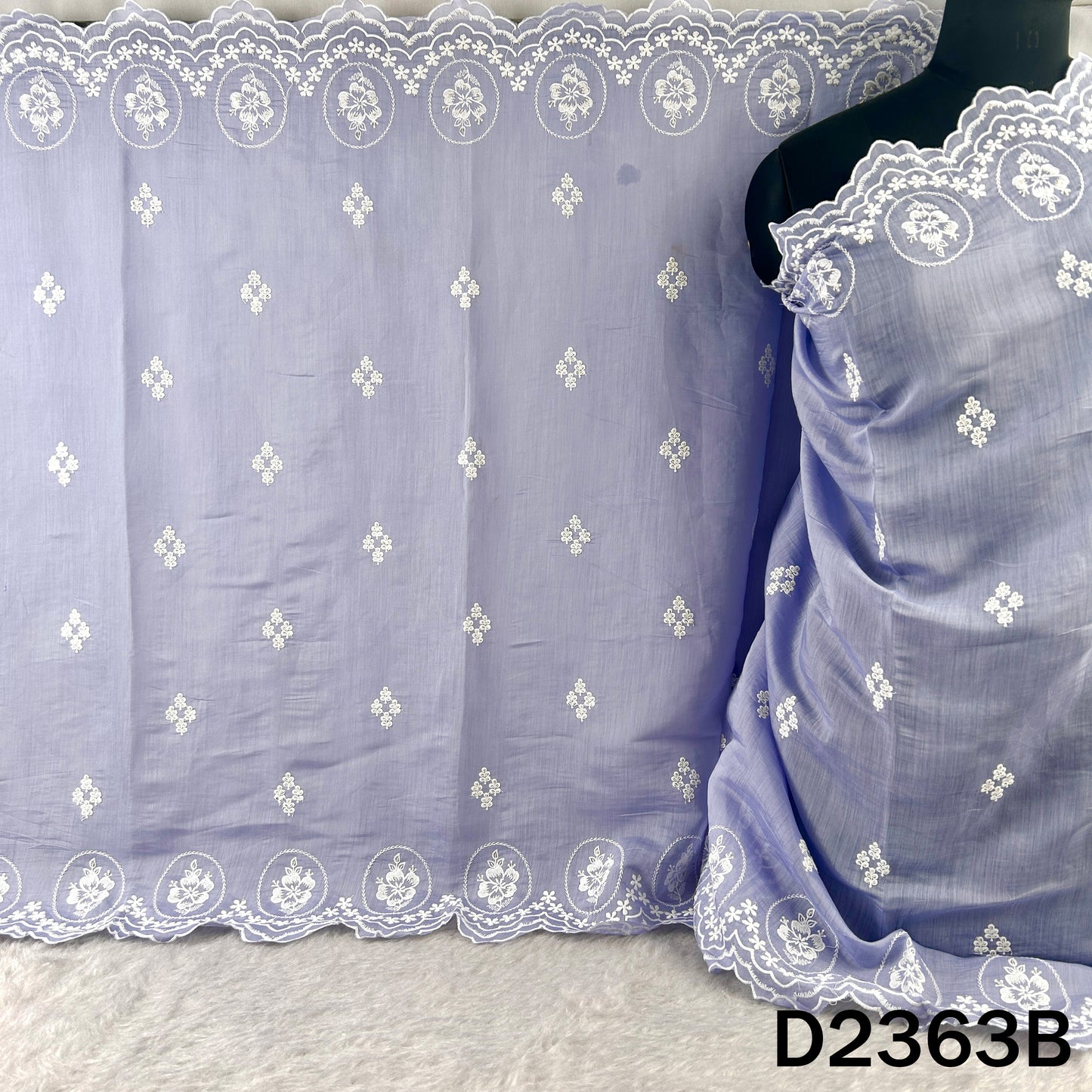 Thread Sequins Work Muslin Silk Dupatta - D2363