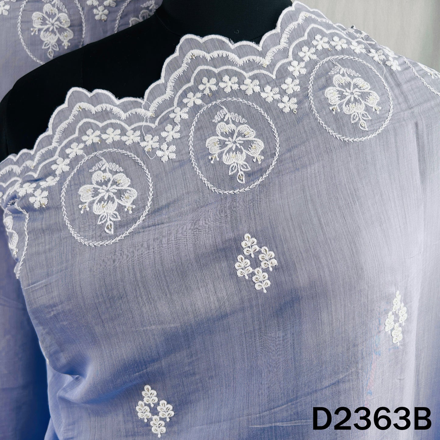 Thread Sequins Work Muslin Silk Dupatta - D2363