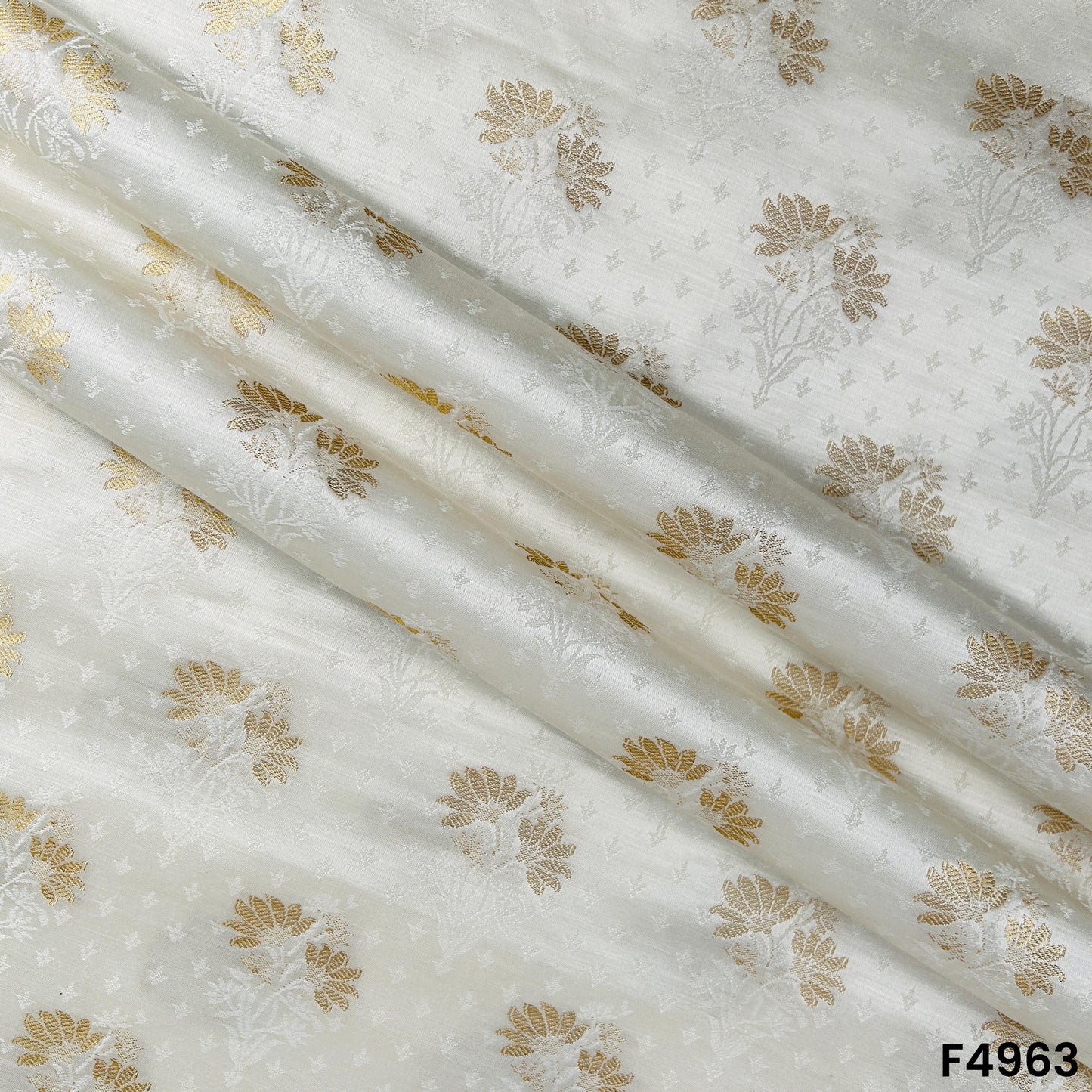 Self Jaquard Zari Work Pure Silk Fabric-F4963