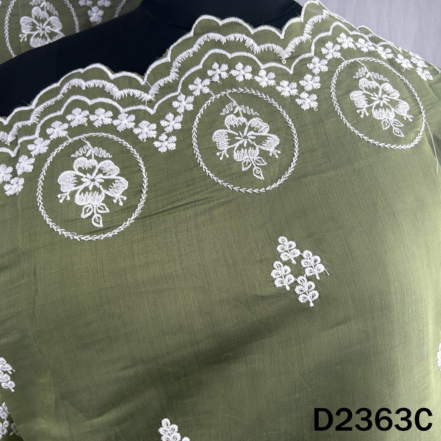 Thread Sequins Work Muslin Silk Dupatta - D2363