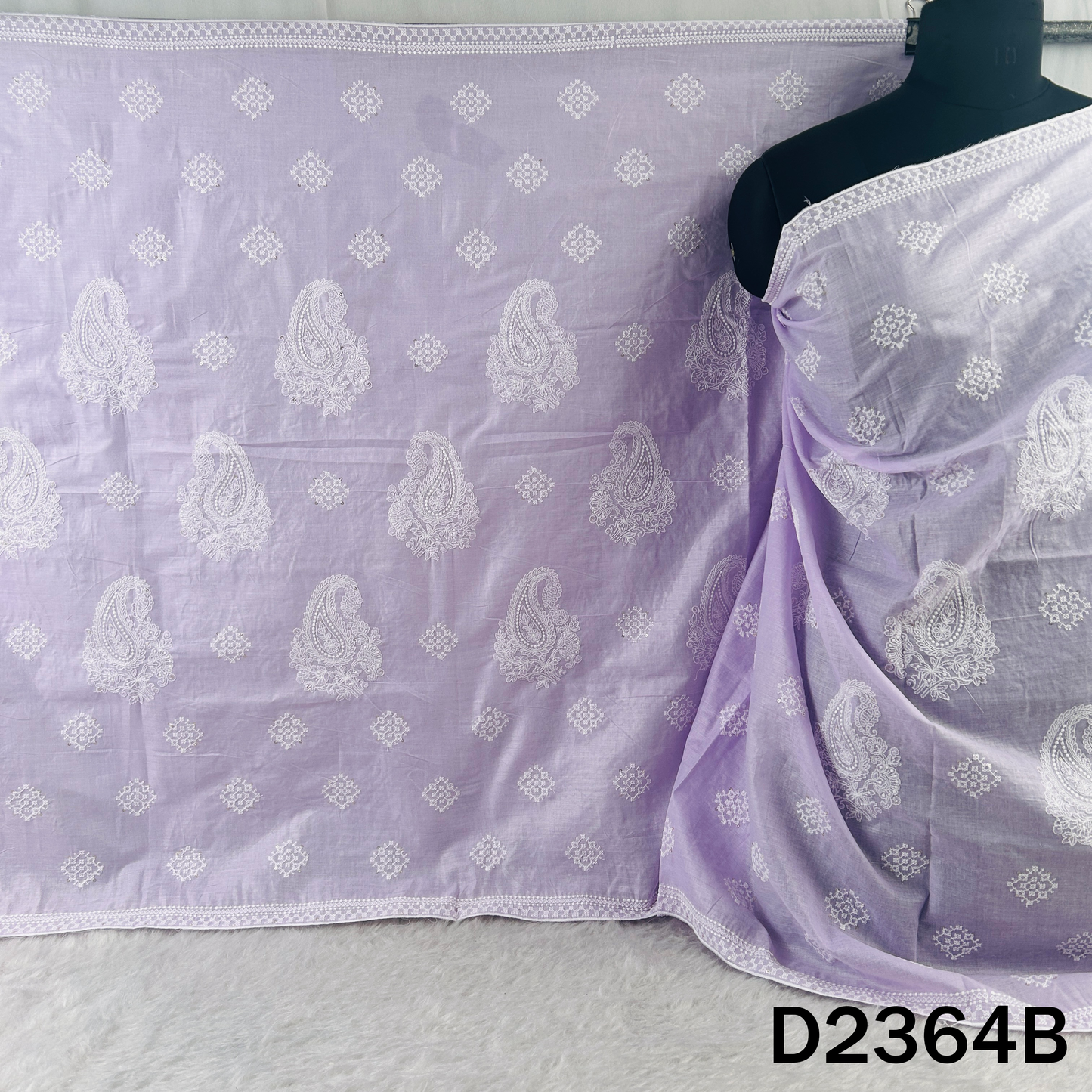 Thread Sequins Work Cotton Dupatta - D2364