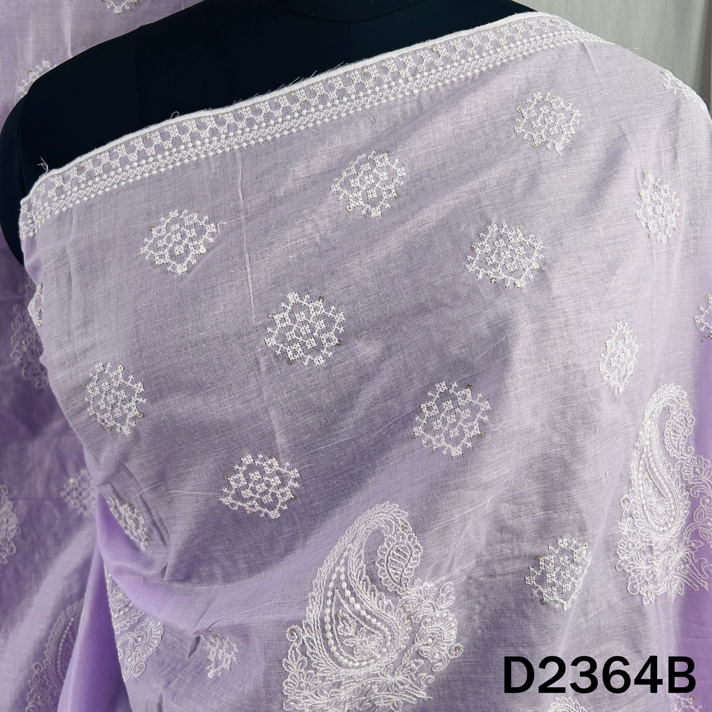 Thread Sequins Work Cotton Dupatta - D2364