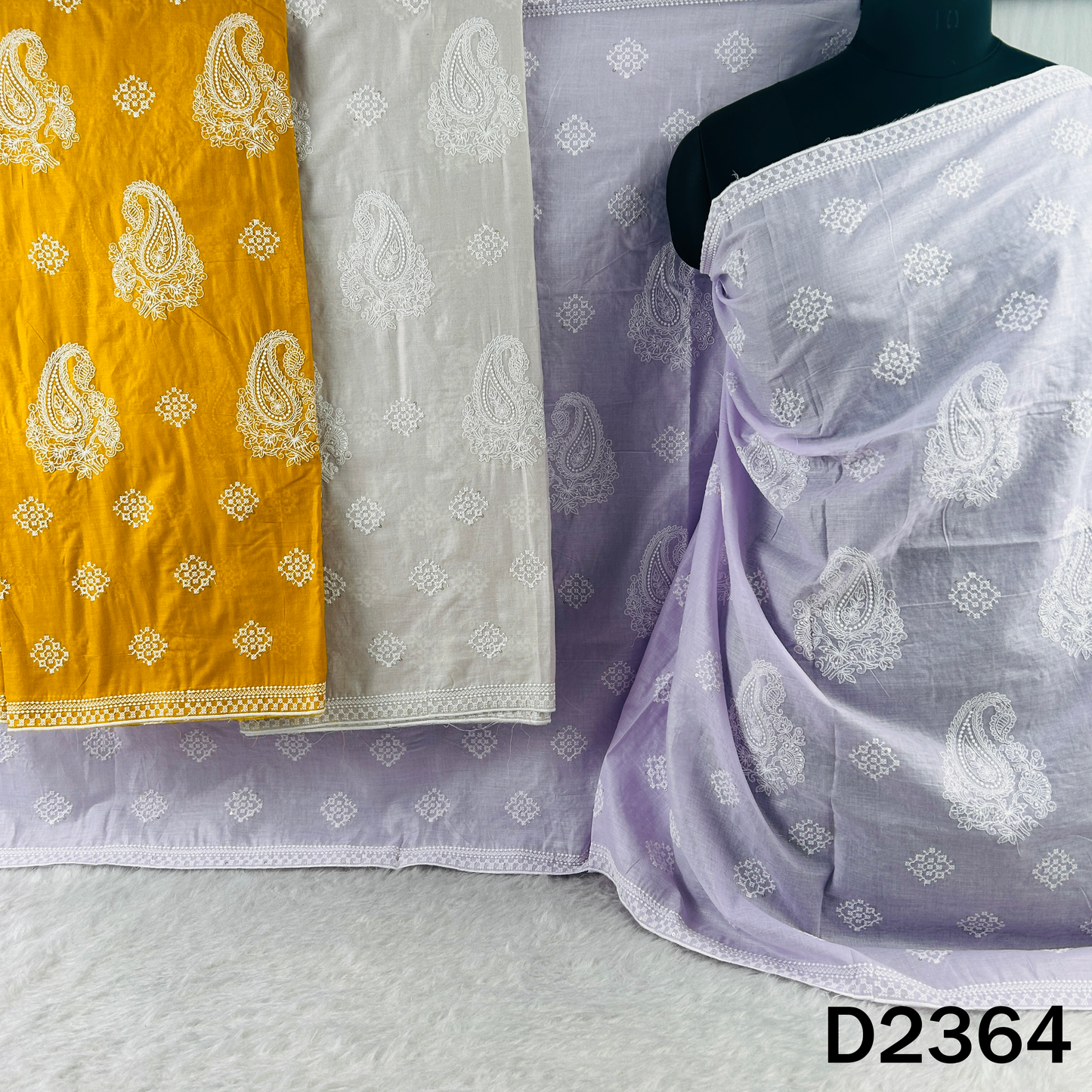 Thread Sequins Work Cotton Dupatta - D2364