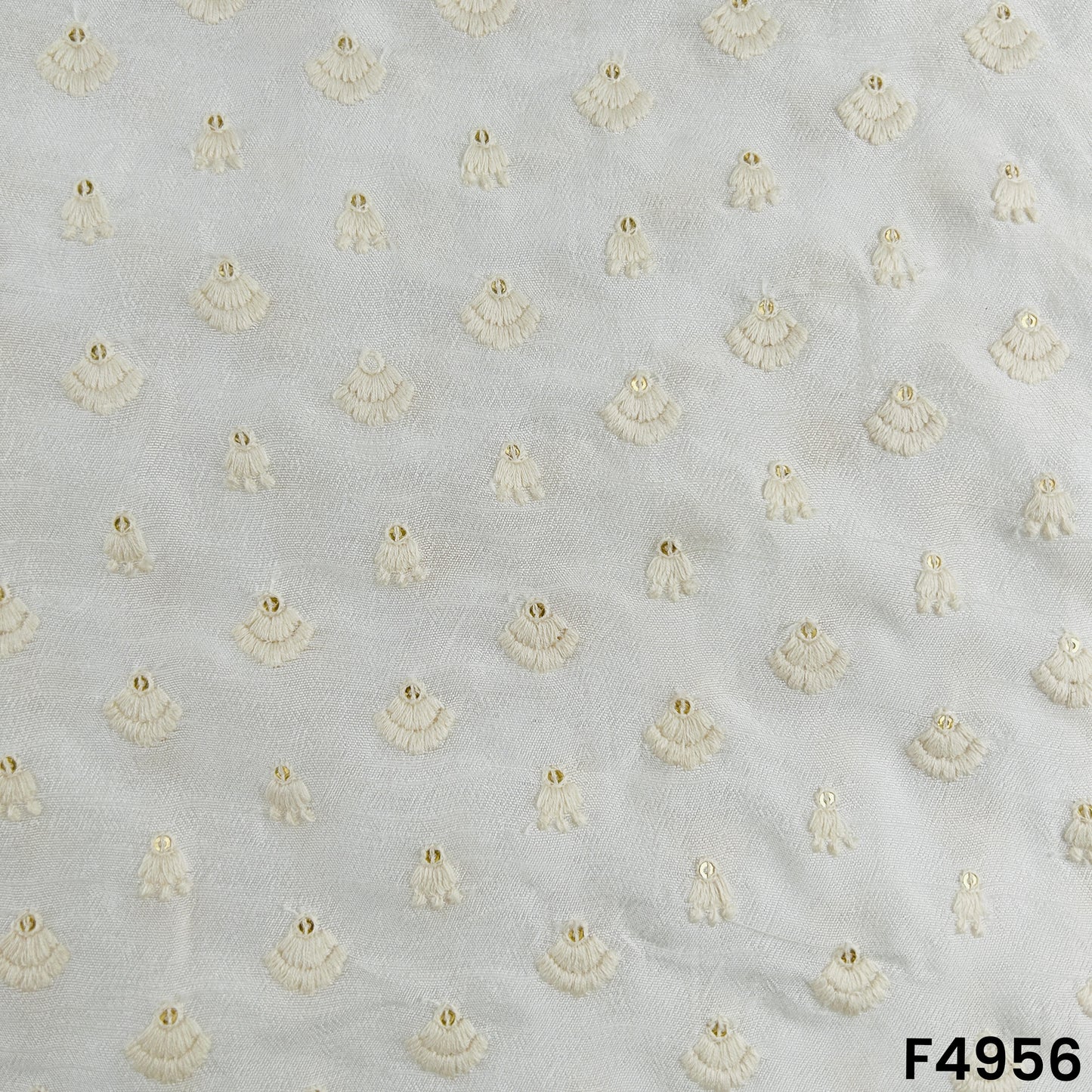 Dyeable Thread Sequins Buti Work Dola Silk Fabric-F4956