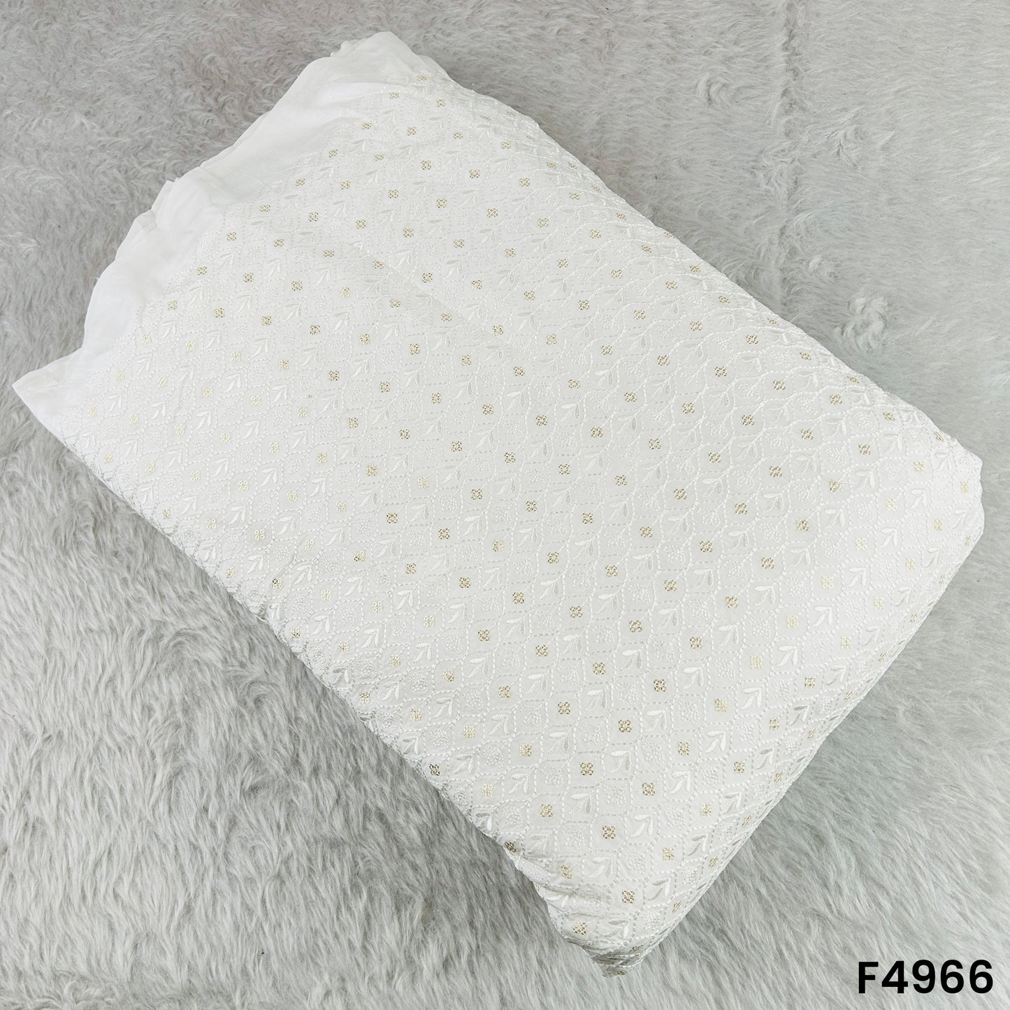 Dyeable Thread Sequins Embroidered Dola Silk Fabric-F4966