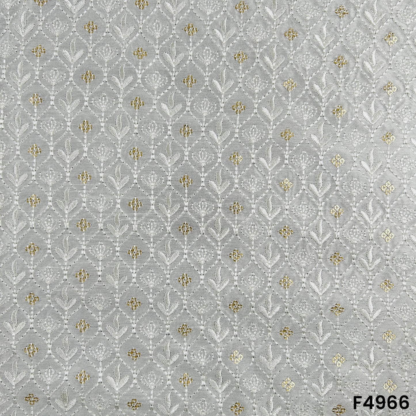 Dyeable Thread Sequins Embroidered Dola Silk Fabric-F4966
