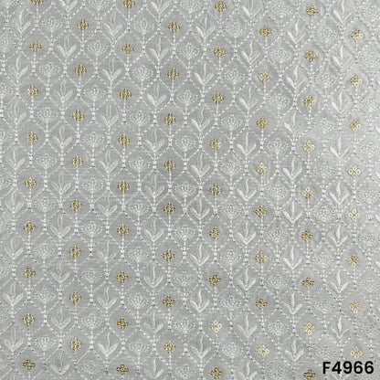 Dyeable Thread Sequins Embroidered Dola Silk Fabric-F4966