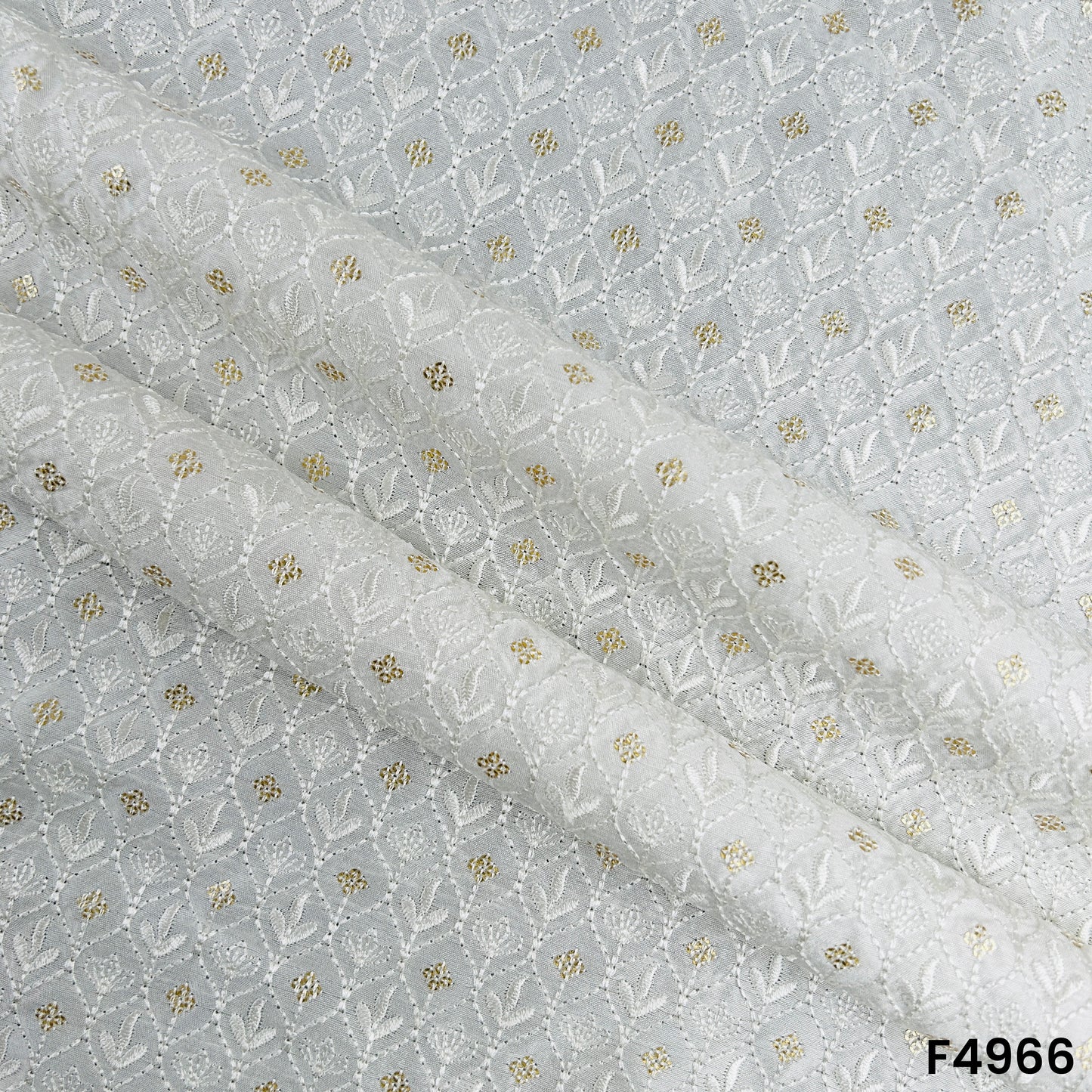 Dyeable Thread Sequins Embroidered Dola Silk Fabric-F4966