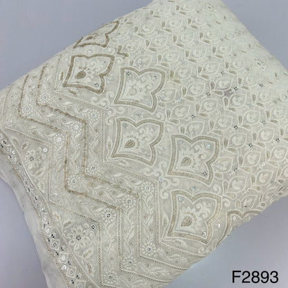 Dyeable Thread Sequins Embroidered Georgette Fabric - F2893