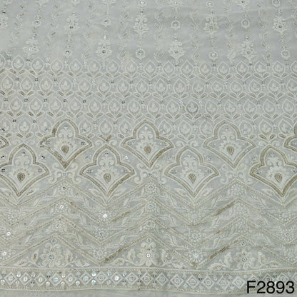 Dyeable Thread Sequins Embroidered Georgette Fabric - F2893