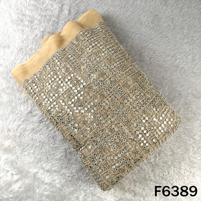 Cut Dana Zari Sequins Embroidered Net Fabric - F6389