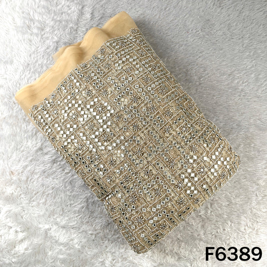 Cut Dana Zari Sequins Embroidered Net Fabric - F6389