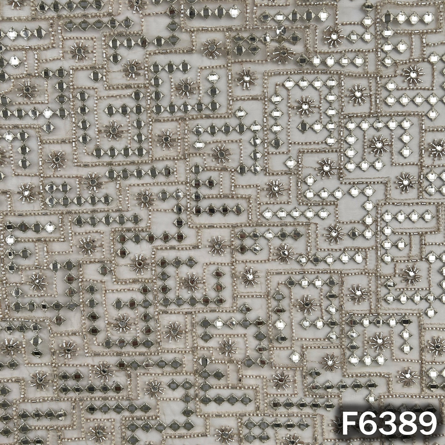 Cut Dana Zari Sequins Embroidered Net Fabric - F6389