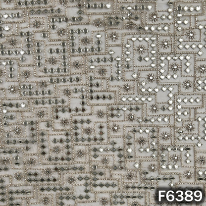 Cut Dana Zari Sequins Embroidered Net Fabric - F6389