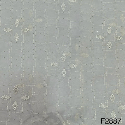 Thread Sequins Organza Fabric-F2887