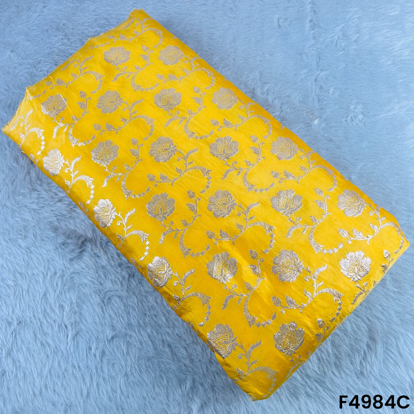 Zari Work Banarasi Silk Fabric-F4984