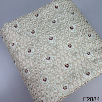 Thread Embroidered Silk Fabric-F2884