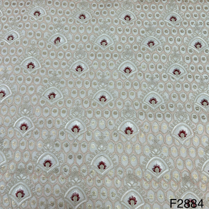 Thread Embroidered Silk Fabric-F2884