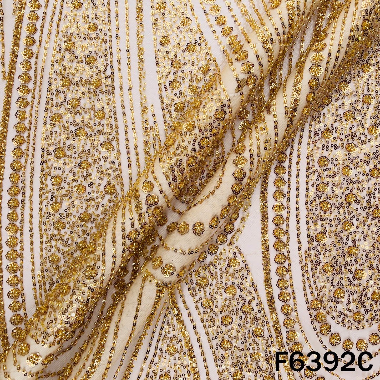 Cut Dana Sequins Embroidered Net Fabric - F6392