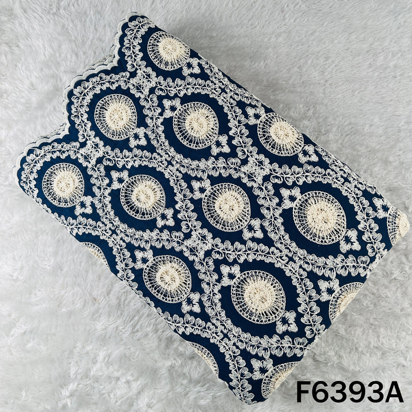 Imported Thread Cut work Cotton Fabric - F6393
