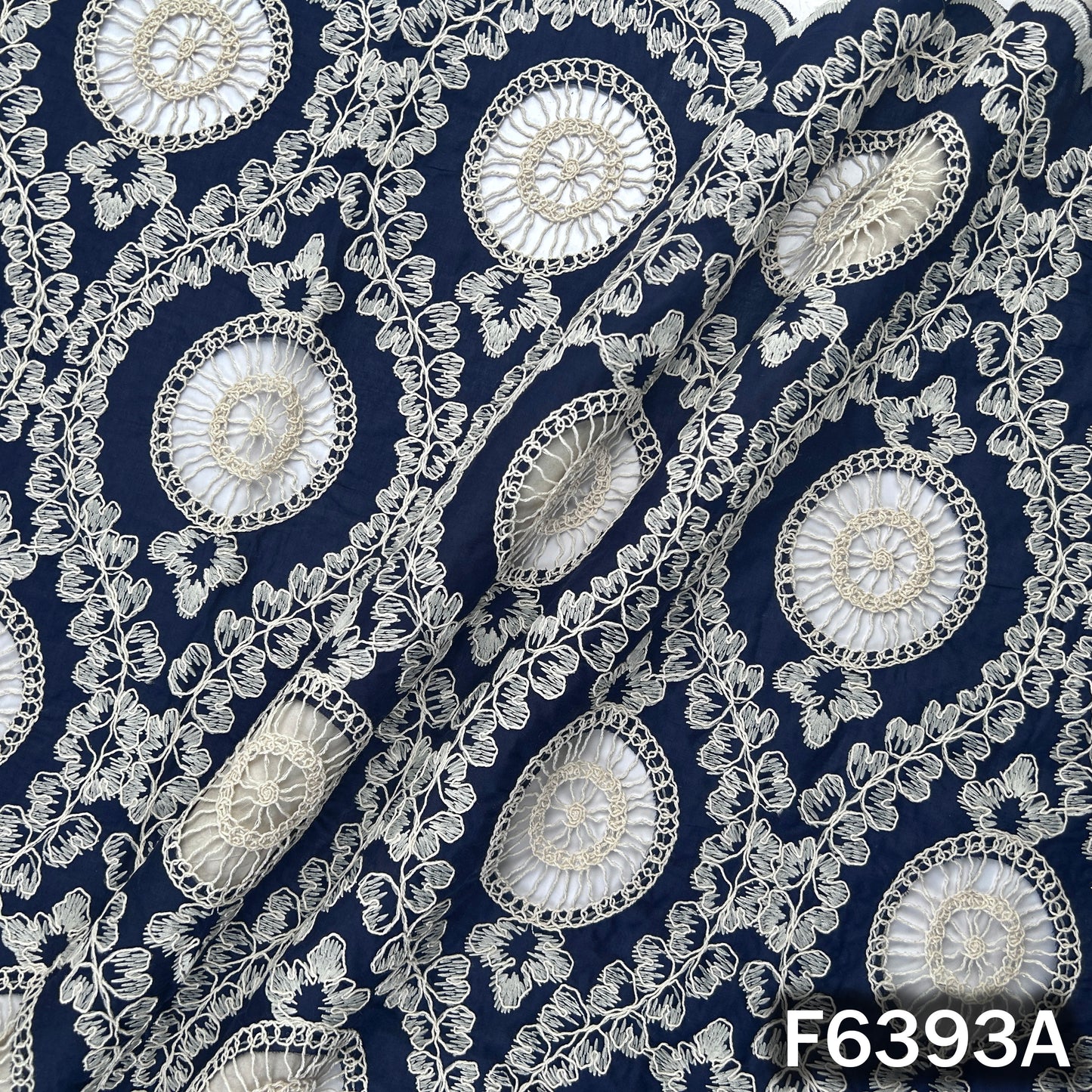Imported Thread Cut work Cotton Fabric - F6393