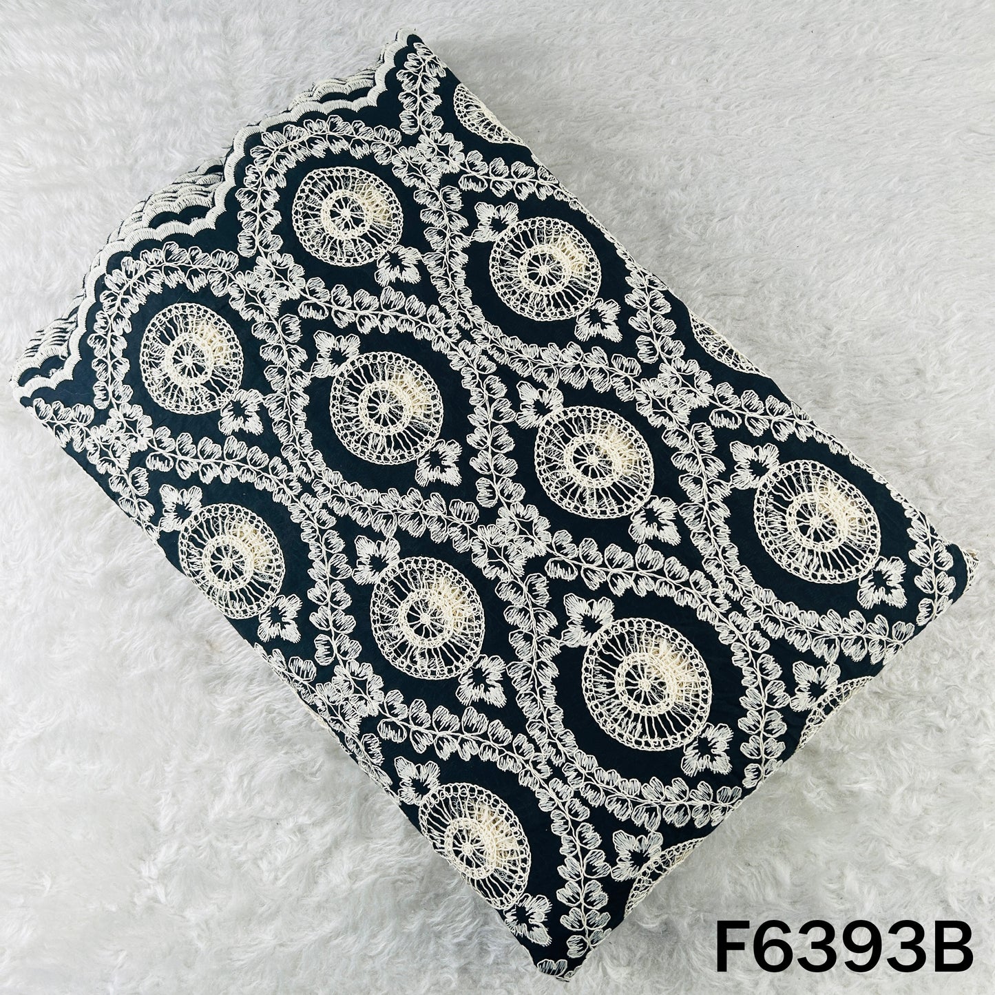 Imported Thread Cut work Cotton Fabric - F6393