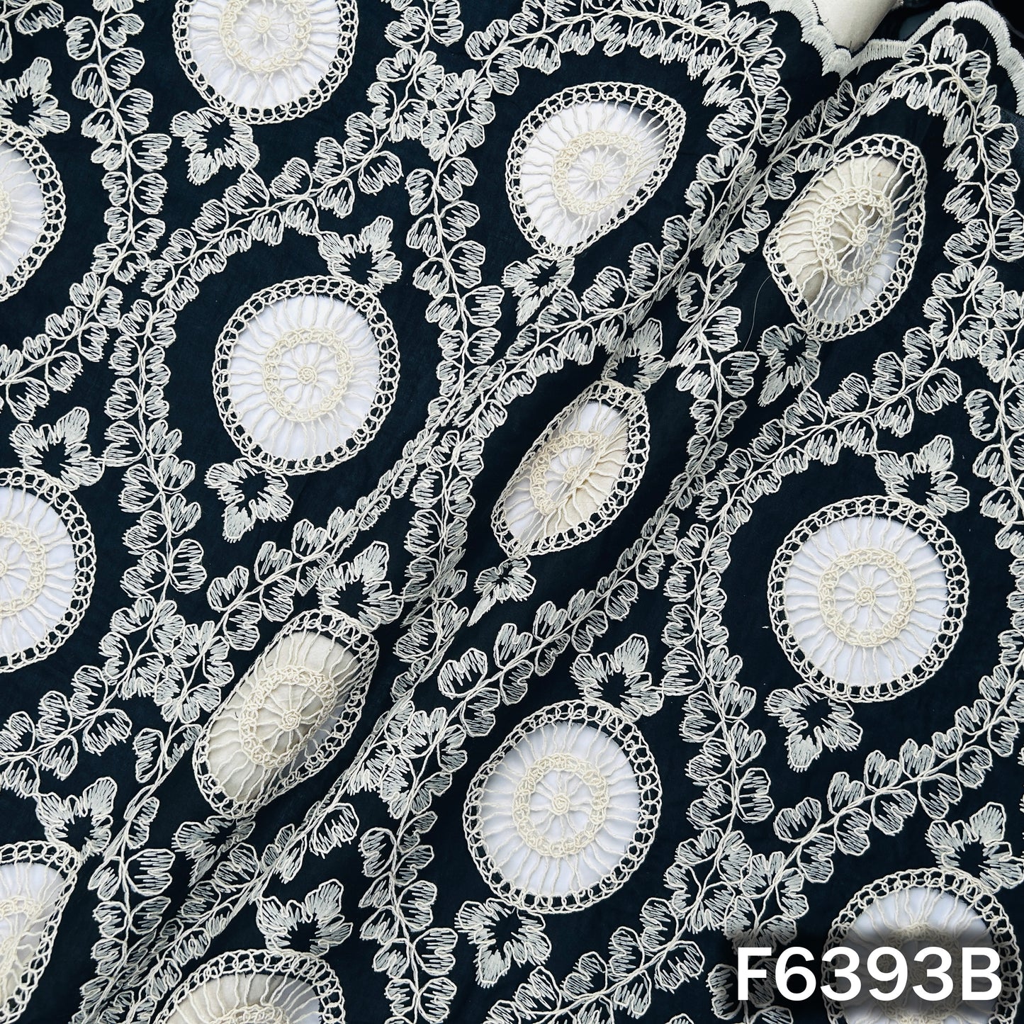 Imported Thread Cut work Cotton Fabric - F6393