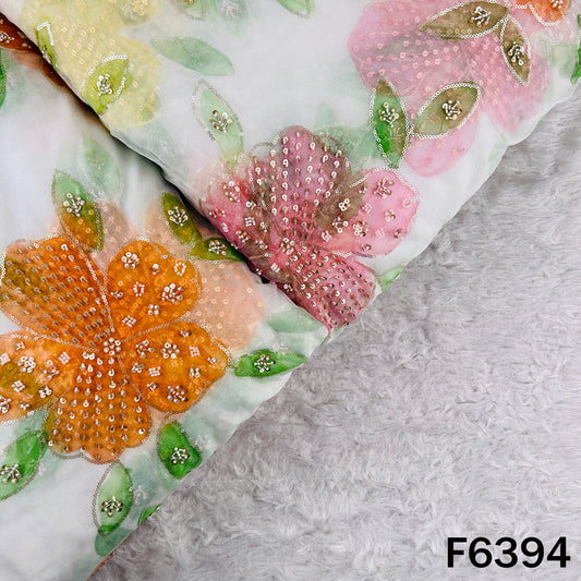 Cut Dana Sequins Embroidered Organza Fabric - F6394