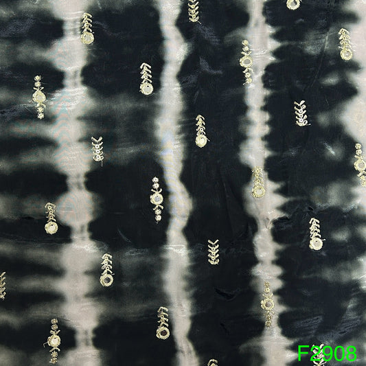 Tie-Dye Mirror Sequins Work Crepe Fabric-F2908