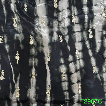 Tie-Dye Mirror Sequins Work Crepe Fabric-F2907