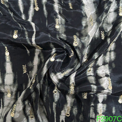 Tie-Dye Mirror Sequins Work Crepe Fabric-F2907