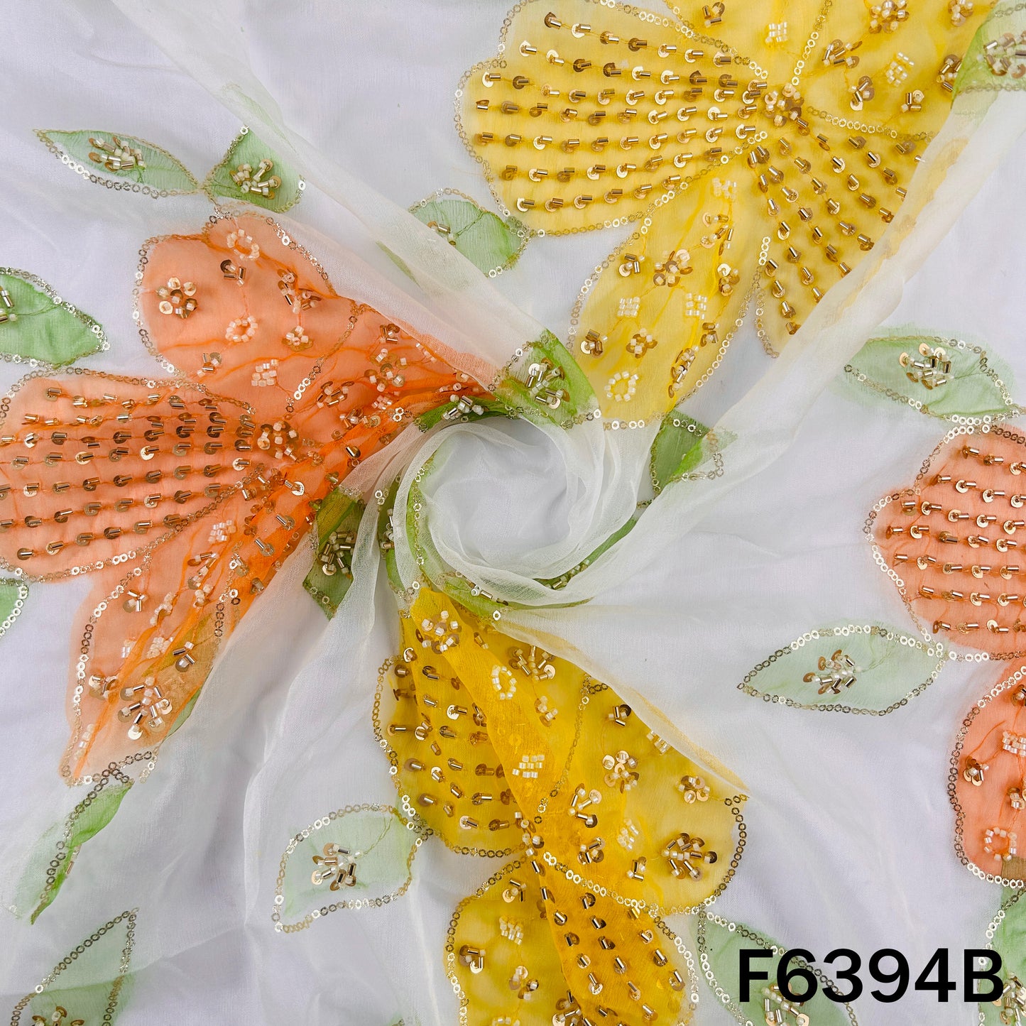 Cut Dana Sequins Embroidered Organza Fabric - F6394
