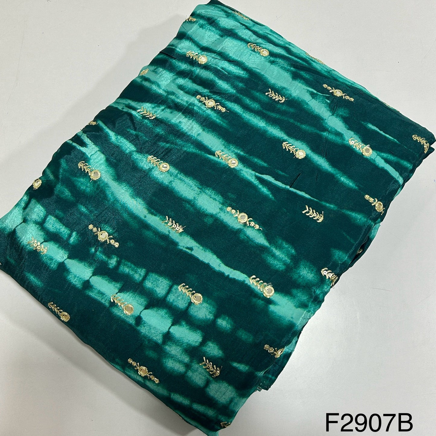 Tie-Dye Mirror Sequins Work Crepe Fabric-F2907