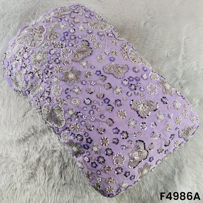 Cut Dana Pearls Embroidered Georgette Fabric-F4986