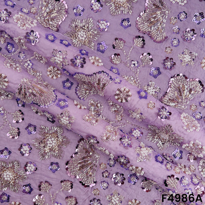 Cut Dana Pearls Embroidered Georgette Fabric-F4986
