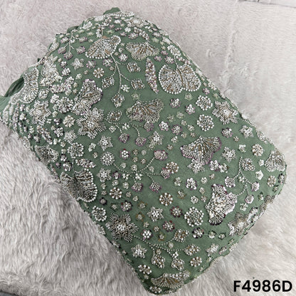 Cut Dana Pearls Embroidered Georgette Fabric-F4986