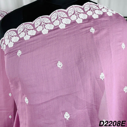 Thread Sequins Embroidered Muslin Silk Dupatta-D2208