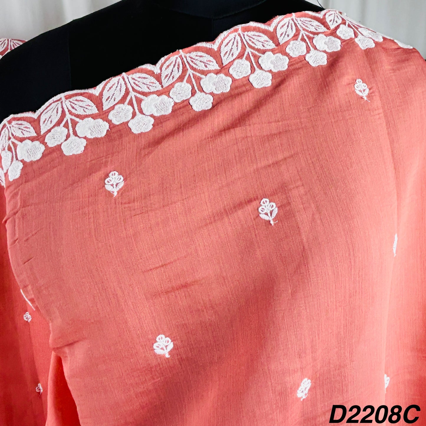 Thread Sequins Embroidered Muslin Silk Dupatta-D2208