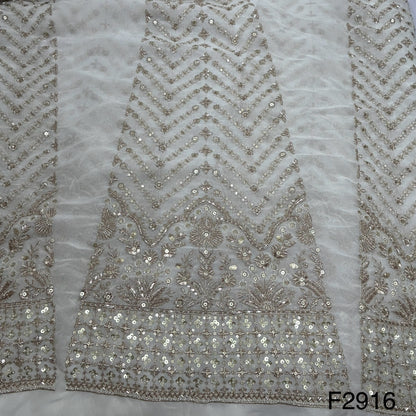 Dyeable Cut Dana  Zari Sequins Embroidered Georgette Kali Fabric-f2916