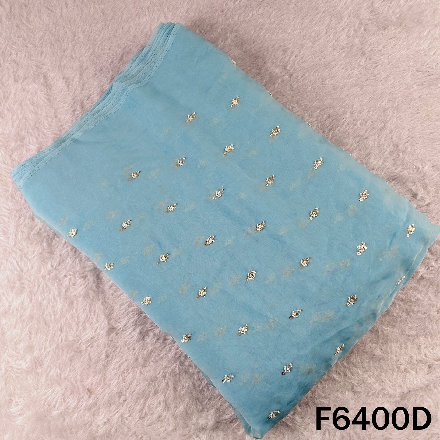 Cut Dana Sequins Work Organza Fabric - F6400