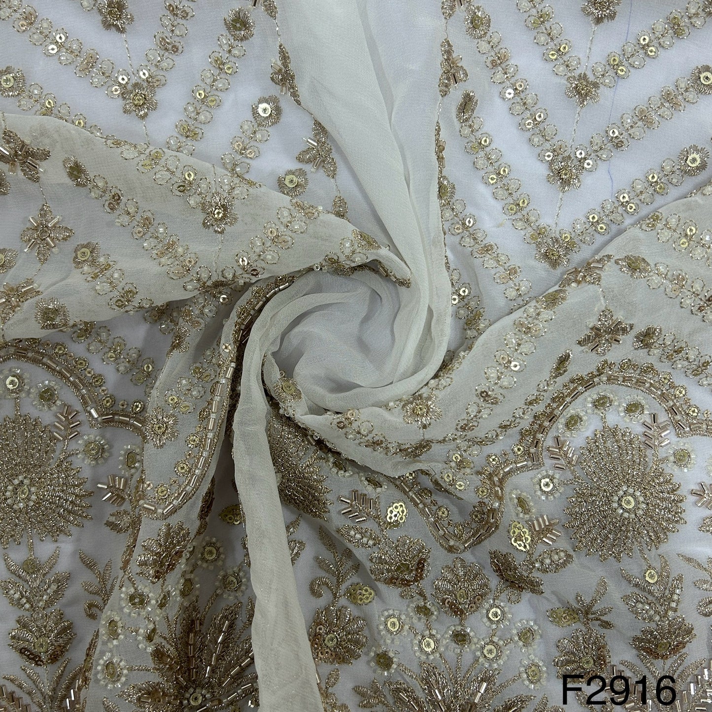 Dyeable Cut Dana  Zari Sequins Embroidered Georgette Kali Fabric-f2916