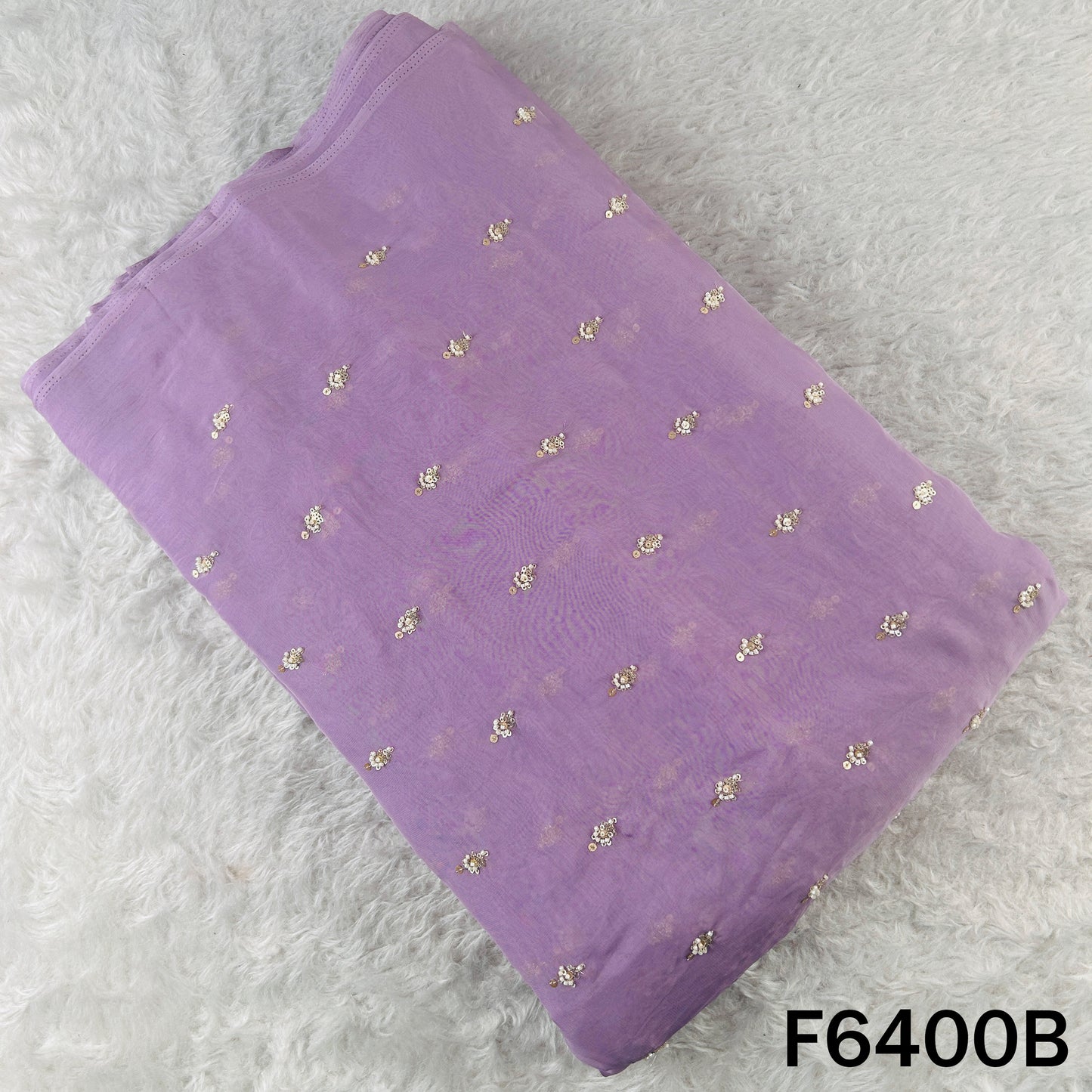 Cut Dana Sequins Work Organza Fabric - F6400