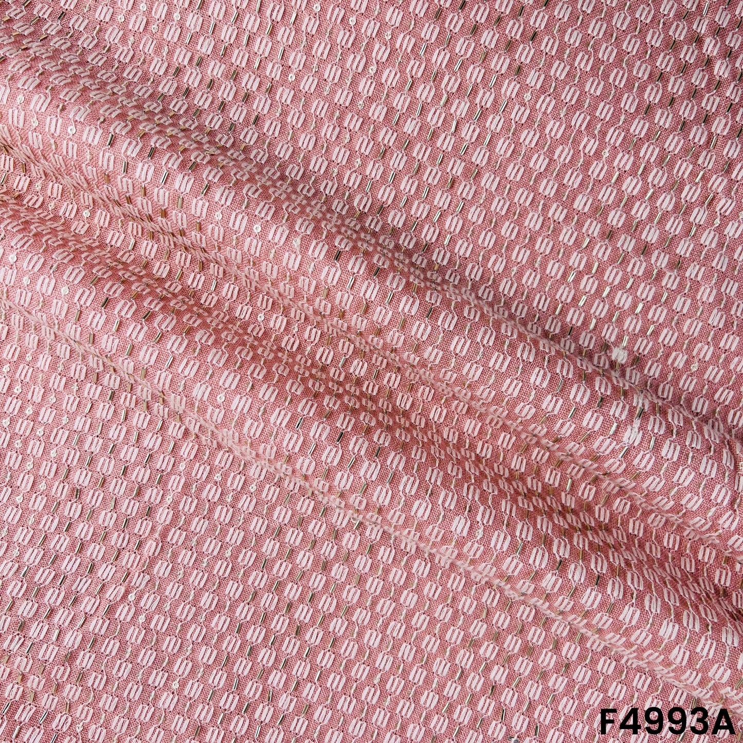 Cut Dana Thread Embroidered Linen Cotton Fabric-F4993