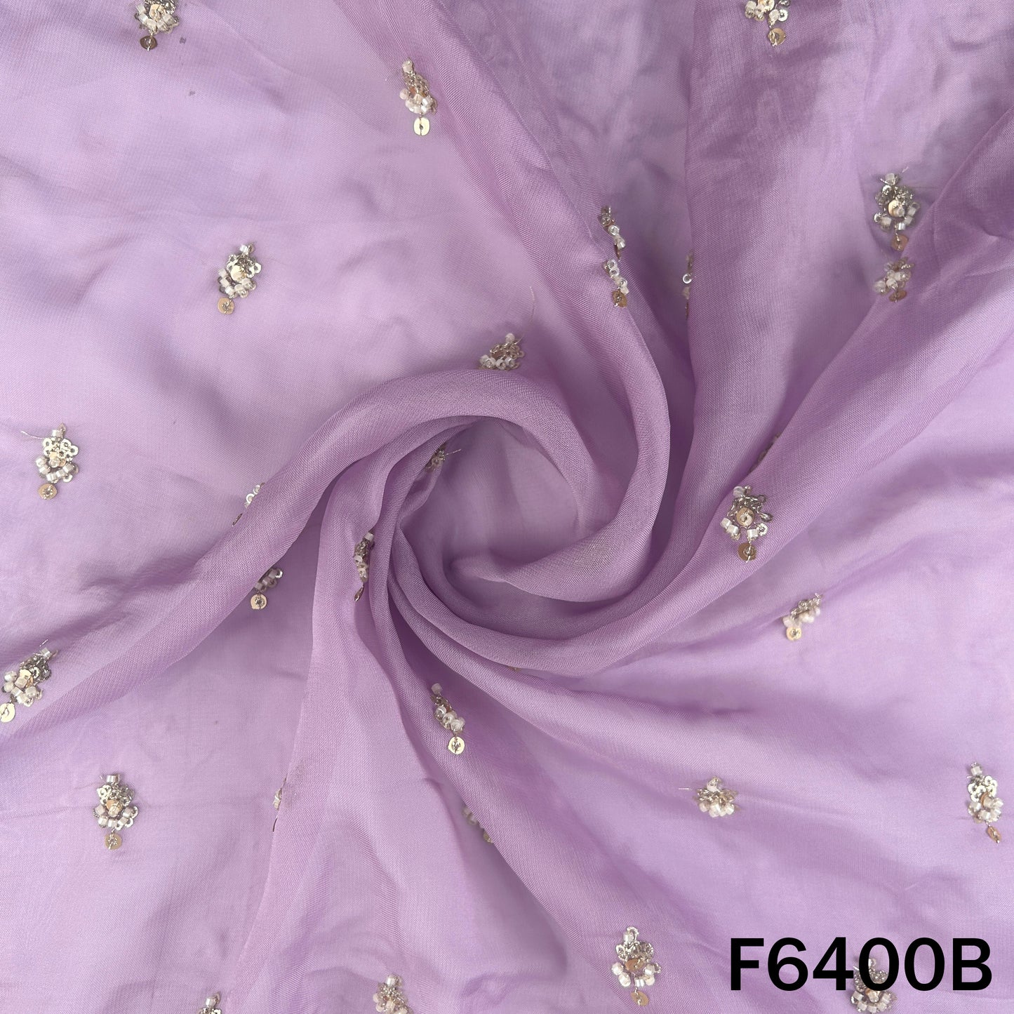 Cut Dana Sequins Work Organza Fabric - F6400